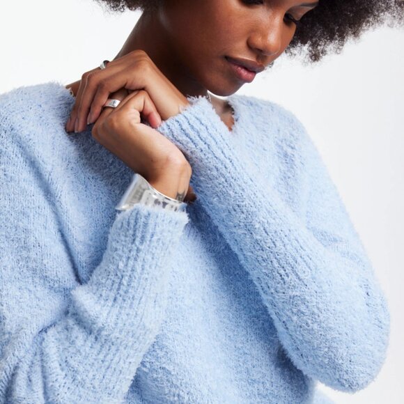 NWT! J. Crew Blue Off-the-Shoulder Sweater Relaxed Fit - Picture 10 of 12